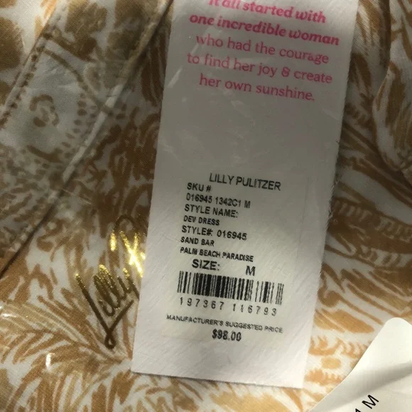 NWT Lilly Pulitzer Dev Dress in Sand Bar Palm Beach Paradise Print Size M - Picture 7 of 7
